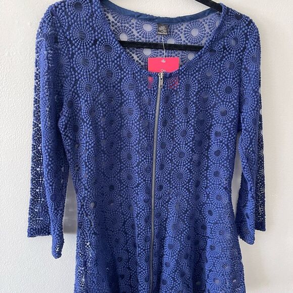 NWT Anthropologie Only Hearts Love is Enough Blue Sheer Lace Zipper large - Picture 3 of 13
